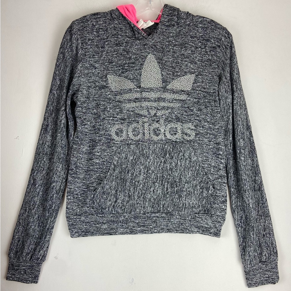 Adidas Gray Hot Pink Silver Metallic Lightweight Hoodie Size Small (587)